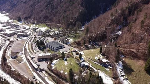 Mountain train descending into station Видео 332134785