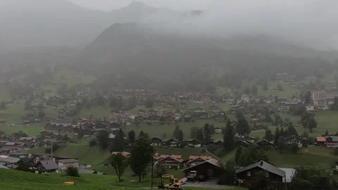 Mountain Train During Rain Stock Footage 169634787