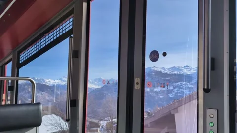 Mountain train funicular descending down the mountain, pov Stock Footage 331750971