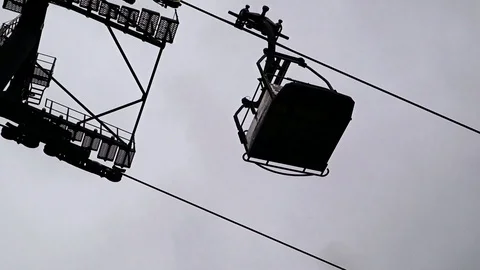 Mountain transport cableway in operation Stock Footage 115486900