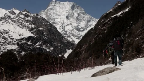 Mountain Travelers Stock Footage 233983659