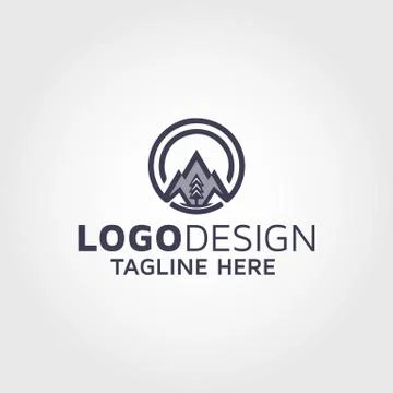 Mountain tree logo design idea Stock Illustration
