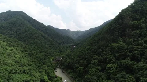 Mountain with trees and blue sky Stock Footage 303391826