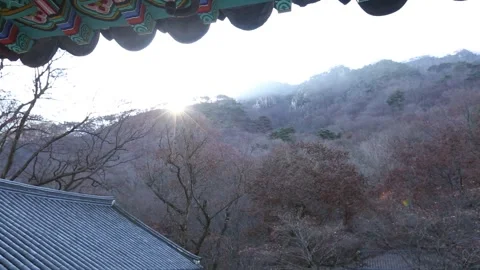 Mountain with trees and blue sky 스톡 동영상 303391835