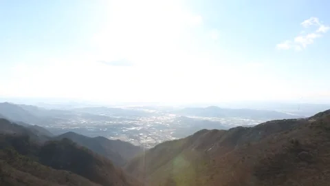 Mountain with trees and blue sky 스톡 동영상 303391843