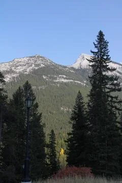Mountain with trees in foreground Stock Photos
