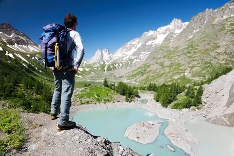 Mountain trekker Stock Photos