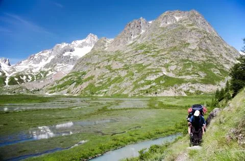 Mountain trekker Stock Photos