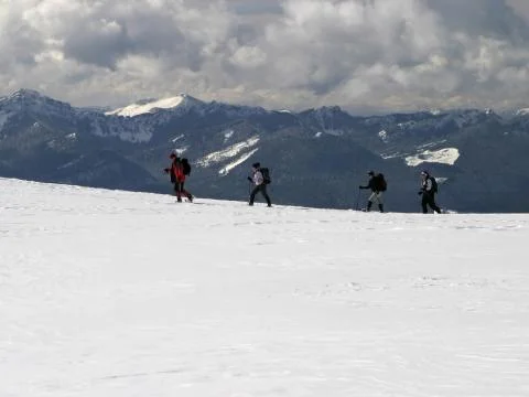 Mountain trekkers Stock Photos