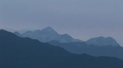 Mountain Triglaub in Slovenia, night falls Stock Footage