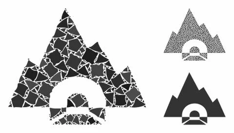Mountain tunnel Composition Icon of Tuberous Elements Illustrazione stock