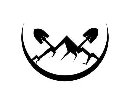 Mountain with two shovel on the top Illustrazione stock