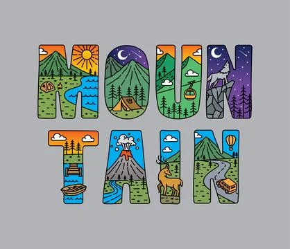 Mountain typography design vector, for t-shirt, poster and other uses Stock Illustration