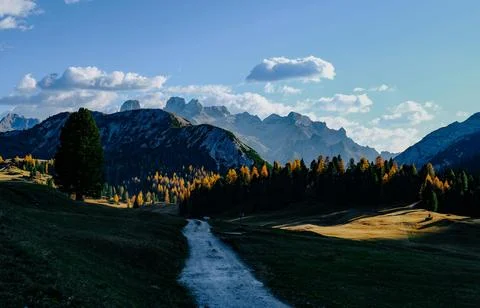 Mountain Under Blue Clouds Stock Photos