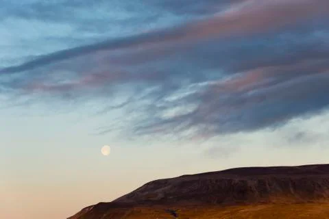 Mountain under full moon Stock Photos