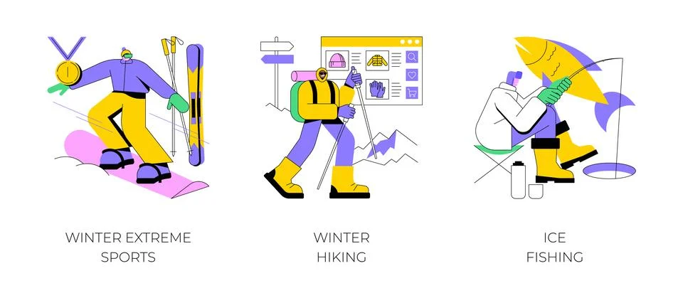 Mountain vacation abstract concept vector illustrations. Illustrazione stock