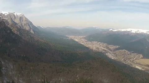 Mountain valley aerial panning Stock Footage 48755314