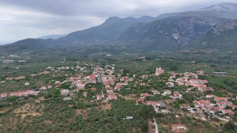 Mountain Valley and Olive Groves, Greece Stock Footage 342741052