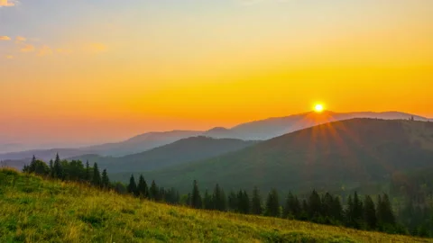 The Mountain Valley on Background of Sunset Video stock 102693392