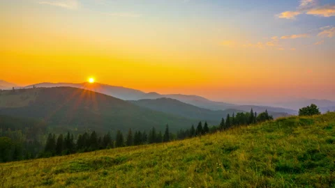 The Mountain Valley on Background of Sunset Видео 103830876