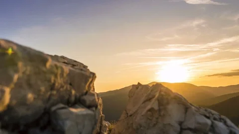Mountain valley during sunrise Stock-Footage 80115227