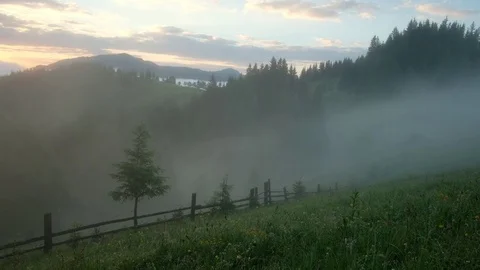 Mountain valley during sunrise. Stock Footage 81800766