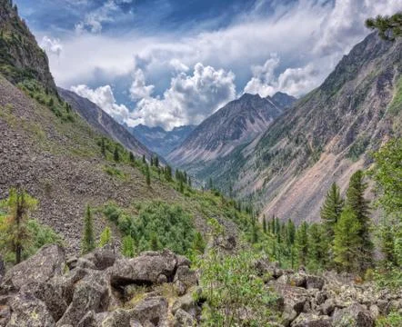Mountain valley. Eastern Siberia Stock Photos