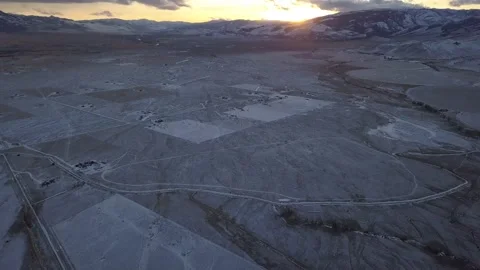 Mountain valley farm fields at sunset Stock Footage 166067912
