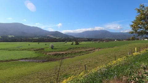 Mountain Valley field Path Australia Stock Footage 164185986
