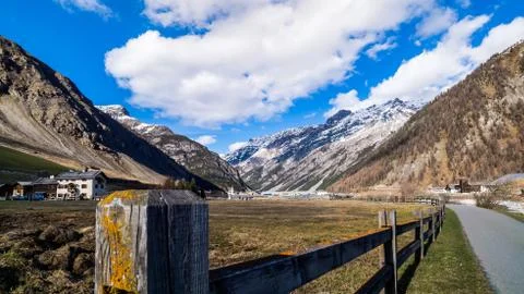 Mountain valley with footpath, Livingo, Italy, Alps Stock Photos