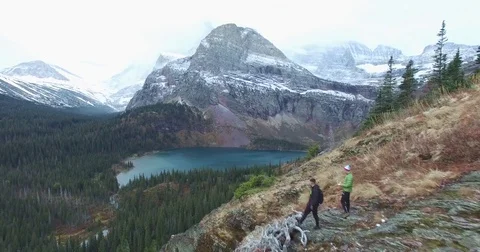 Mountain Valley Lakes below | 4K Drone Stock Footage 81994075