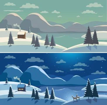 Mountain valley landscape Stock Illustration