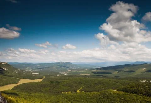Mountain valley landscape Stock Photos
