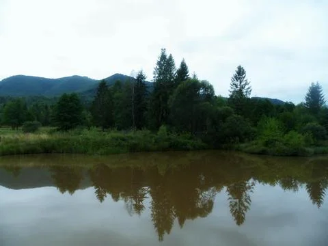 Mountain Valley Reflection Stock Photos