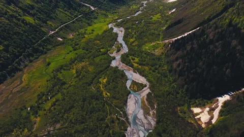 Mountain Valley with River. Aerial View Stock Footage 159529861