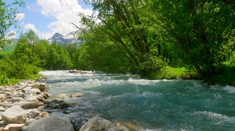 Mountain valley with river and forest in Kavkaz region Stock Footage 65773712