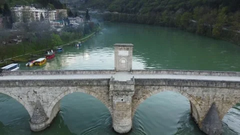 Mountain valley river bridge Stock Footage 273210611