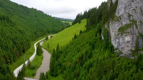 Mountain Valley With a River 스톡 동영상 156764526