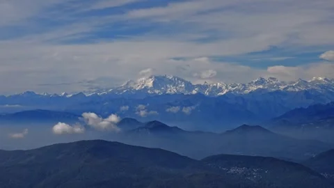 Mountain Valley with Snow Capped Monte Rosa and Mountain Peak Matterhorn Stockbeeldmateriaal 264479508