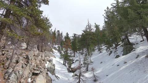 Mountain Valley with Snow Stock Photos