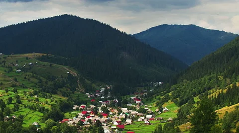 Mountain valley with stack of hay time lapse Stock Footage 68536245