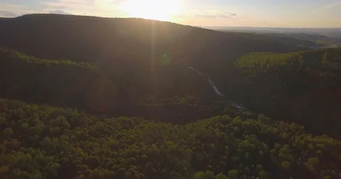 Mountain valley at sunset Stock Footage 80976128