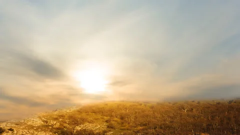 Mountain valley at the sunset, mountain valley time lapse scene Stock Footage 147484349