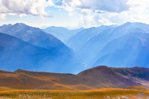 Mountain valley before sunset Stock Photos