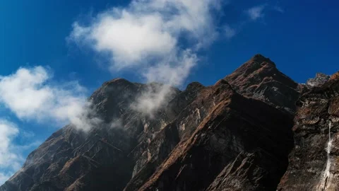 Mountain Valley Timelapse with Cloud 5 (Annapurna Trek) Stock Footage 140930341