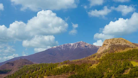 Mountain valley under blue sky Stock Footage 256788274