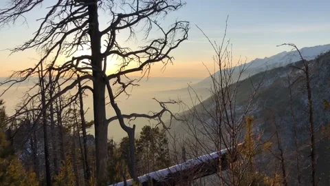 Mountain valley view with forest in Siberia, winter Stock Footage 122230237