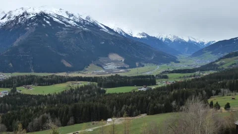 Mountain valley view. Mountains and sky in gloomy  tones Stock Footage 303593604