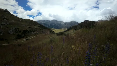 Mountain Valley With Wildflowers And Dramatic Clouds Stock Footage 327408051