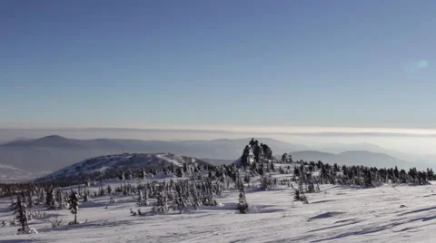 Mountain Valley in Winter Stock Footage 67554768